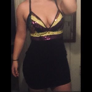 Heart Front Sequences Spandex Mini Dress